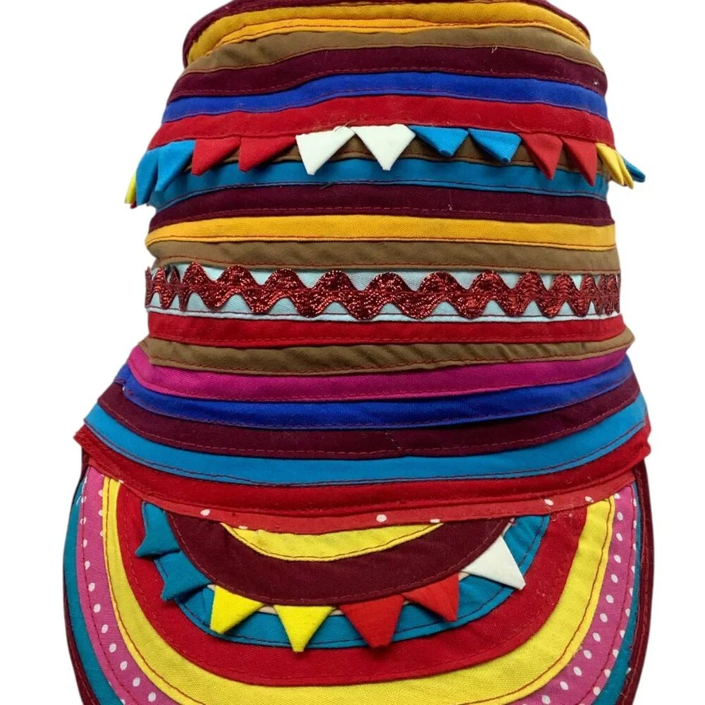 Handmade Colorful Multicolor Striped Pattern Hat‎ Cap Decorative Trim